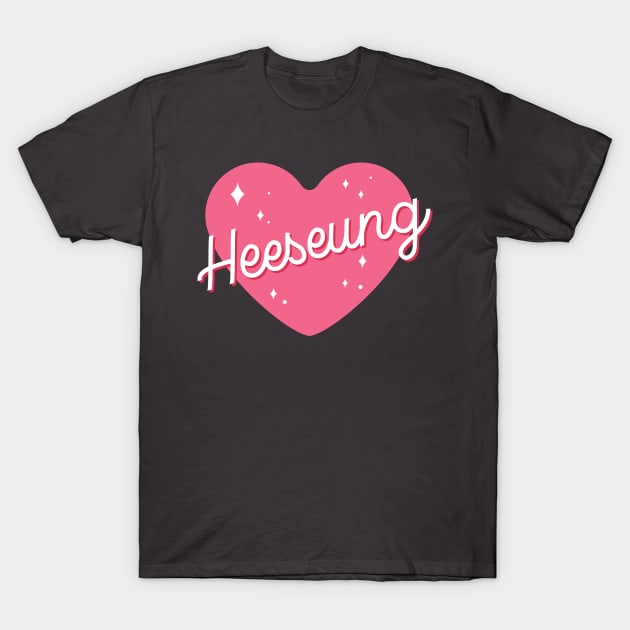 Enhypen Heeseung text pink sparkling heart | Morcaworks T-Shirt by Oricca